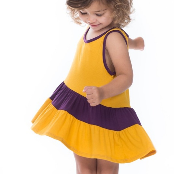 Toddler Girl's Navy Orange Ruffle Dress 2T 3T 4T - Picture 7 of 8